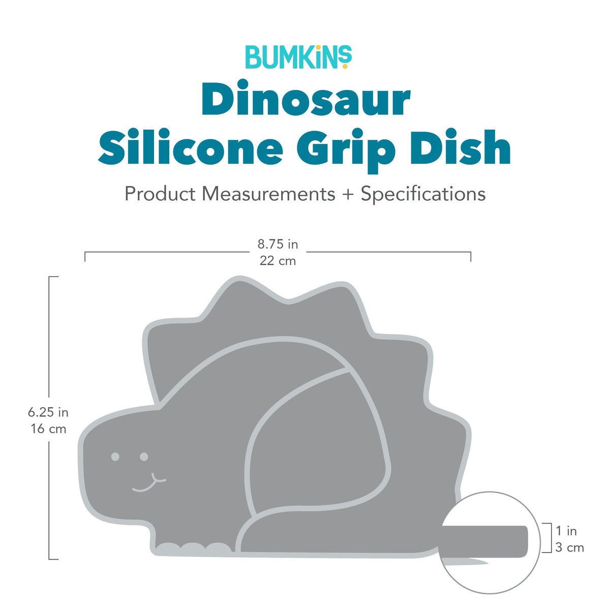 Bumkins Recommended | Silicone Suction Plate for Baby & Toddler - Dinosaur Baby