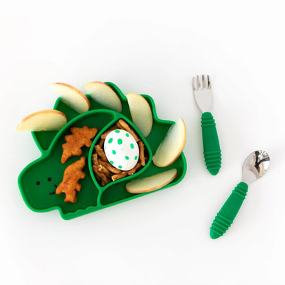 Bumkins Recommended | Silicone Suction Plate for Baby & Toddler - Dinosaur Baby