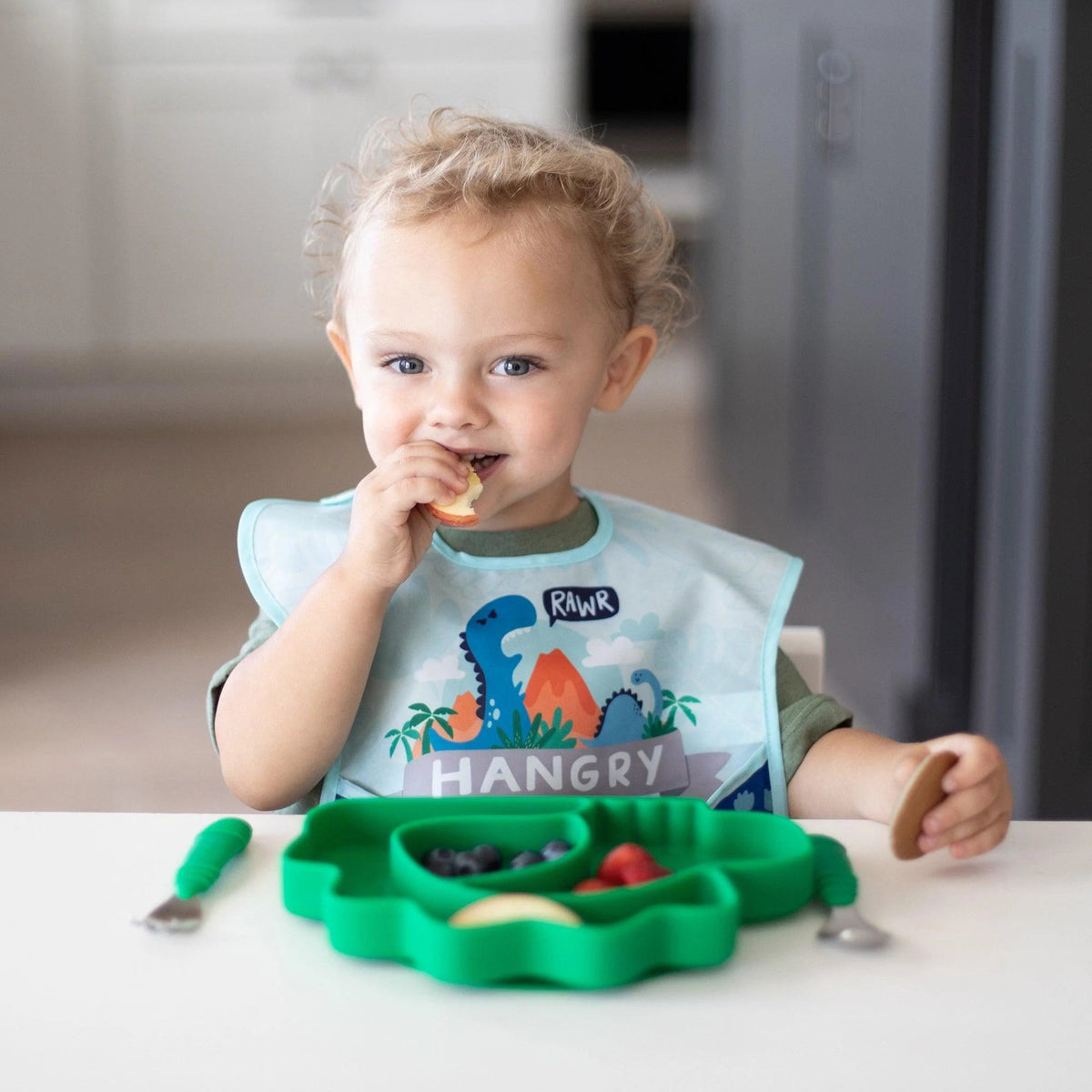 Bumkins Recommended | Silicone Suction Plate for Baby & Toddler - Dinosaur Baby
