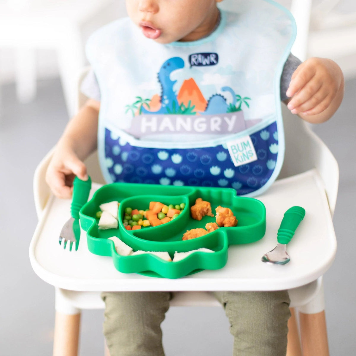 Bumkins Recommended | Silicone Suction Plate for Baby & Toddler - Dinosaur Baby