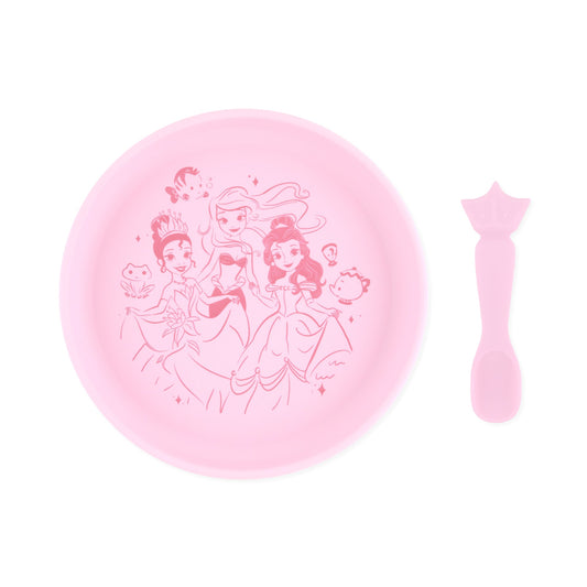 Bumkins Trending | Silicone Plate + Spoon Set for Infants, Disney Princess