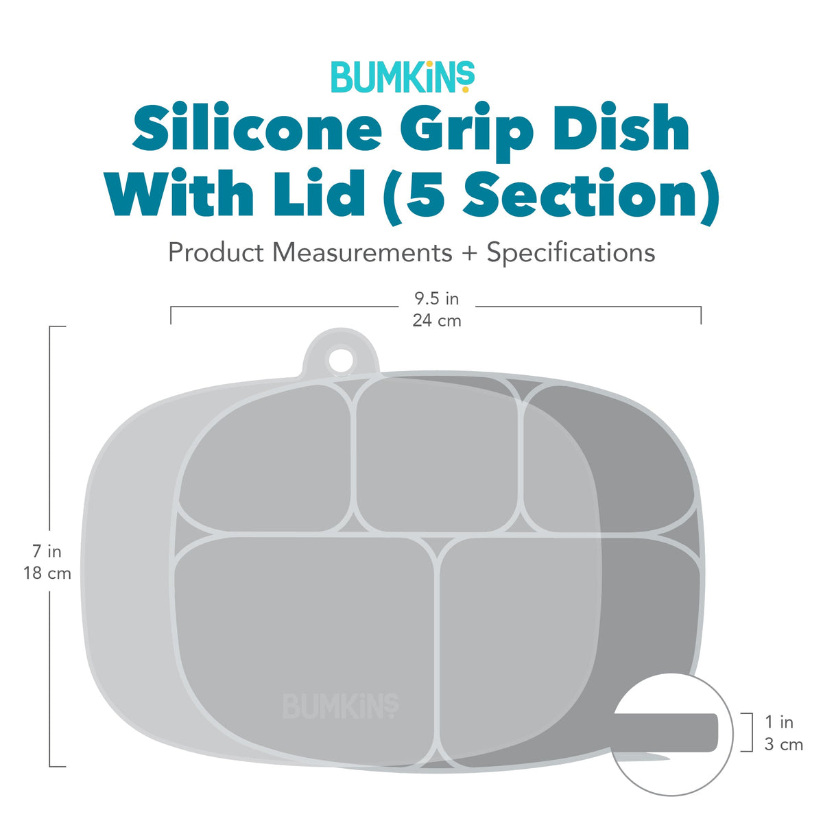 Bumkins Popular | Blue BPA Free Toddler Plates, 5 Divided Sections + Lid