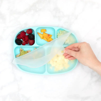 Bumkins Popular | Blue BPA Free Toddler Plates, 5 Divided Sections + Lid