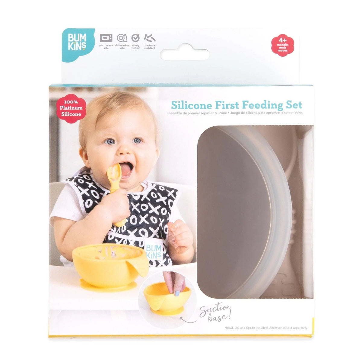 Bumkins Everyday | BPA-Free Silicone Baby Feeding Set with Bowl, Spoon & Lid