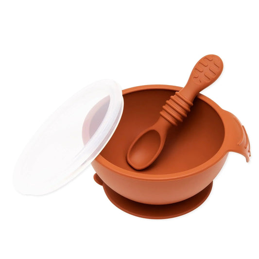 Bumkins Hot Sale | Silicone Baby Feeding Set For First Foods in Clay