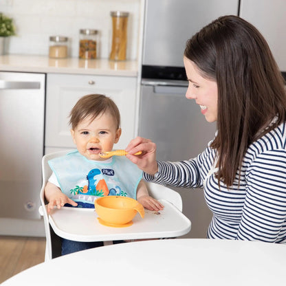 Bumkins Premium | Silicone Bowl and Spoon Set For Baby (+lid!) in Tangerine