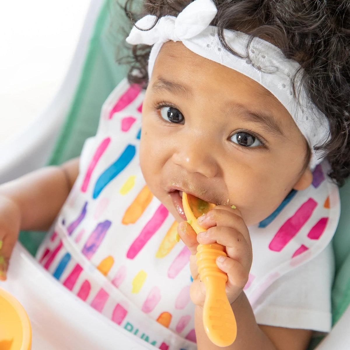 Bumkins Premium | Silicone Bowl and Spoon Set For Baby (+lid!) in Tangerine