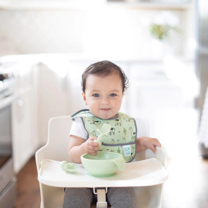 Bumkins Sale | Sage Silicone First Feeding Set | Baby Bowl, Spoon + Lid