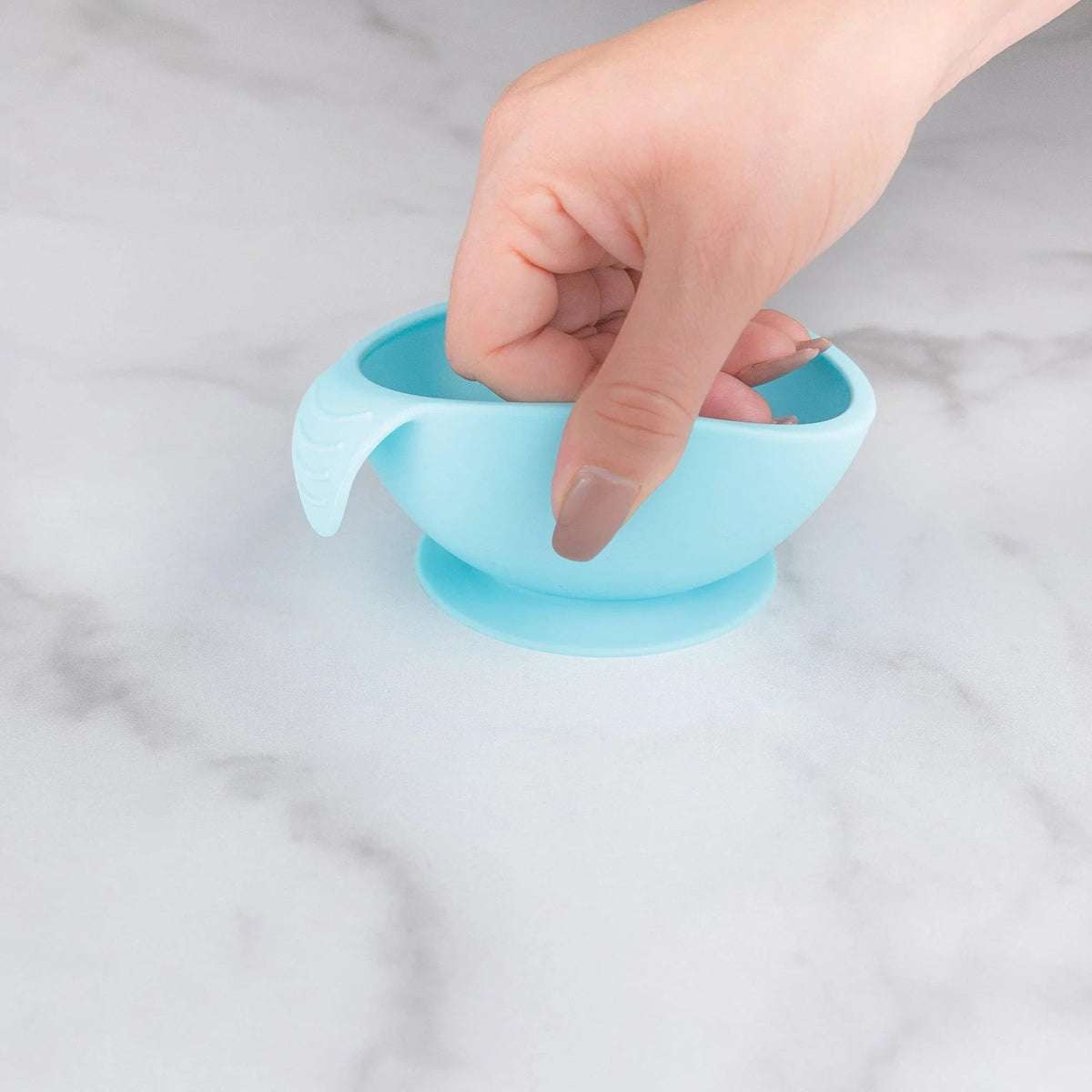Bumkins Essential | Baby's First Feeding Set | Blue Baby Bowl, Spoon & Lid