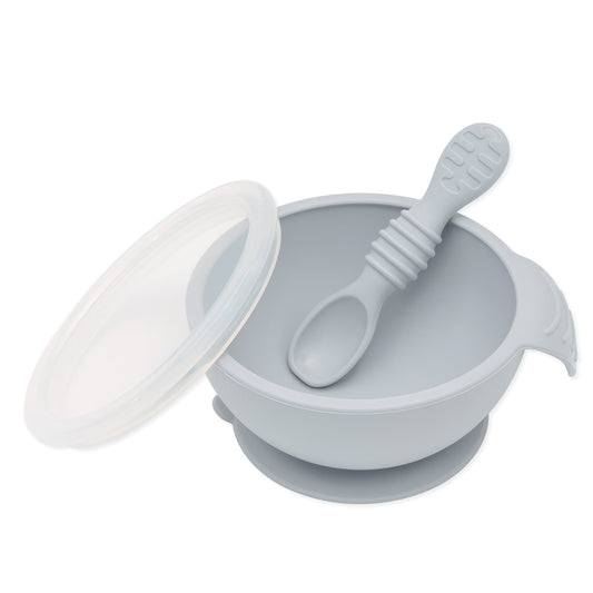 Bumkins Value | Silicone Suction First Feeding Set, Baby Bowl, Spoon and Lid Baby