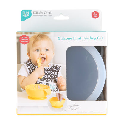 Bumkins Value | Silicone Suction First Feeding Set, Baby Bowl, Spoon and Lid Baby