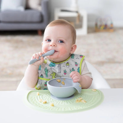 Bumkins Value | Silicone Suction First Feeding Set, Baby Bowl, Spoon and Lid Baby