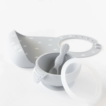 Bumkins Value | Silicone Suction First Feeding Set, Baby Bowl, Spoon and Lid Baby