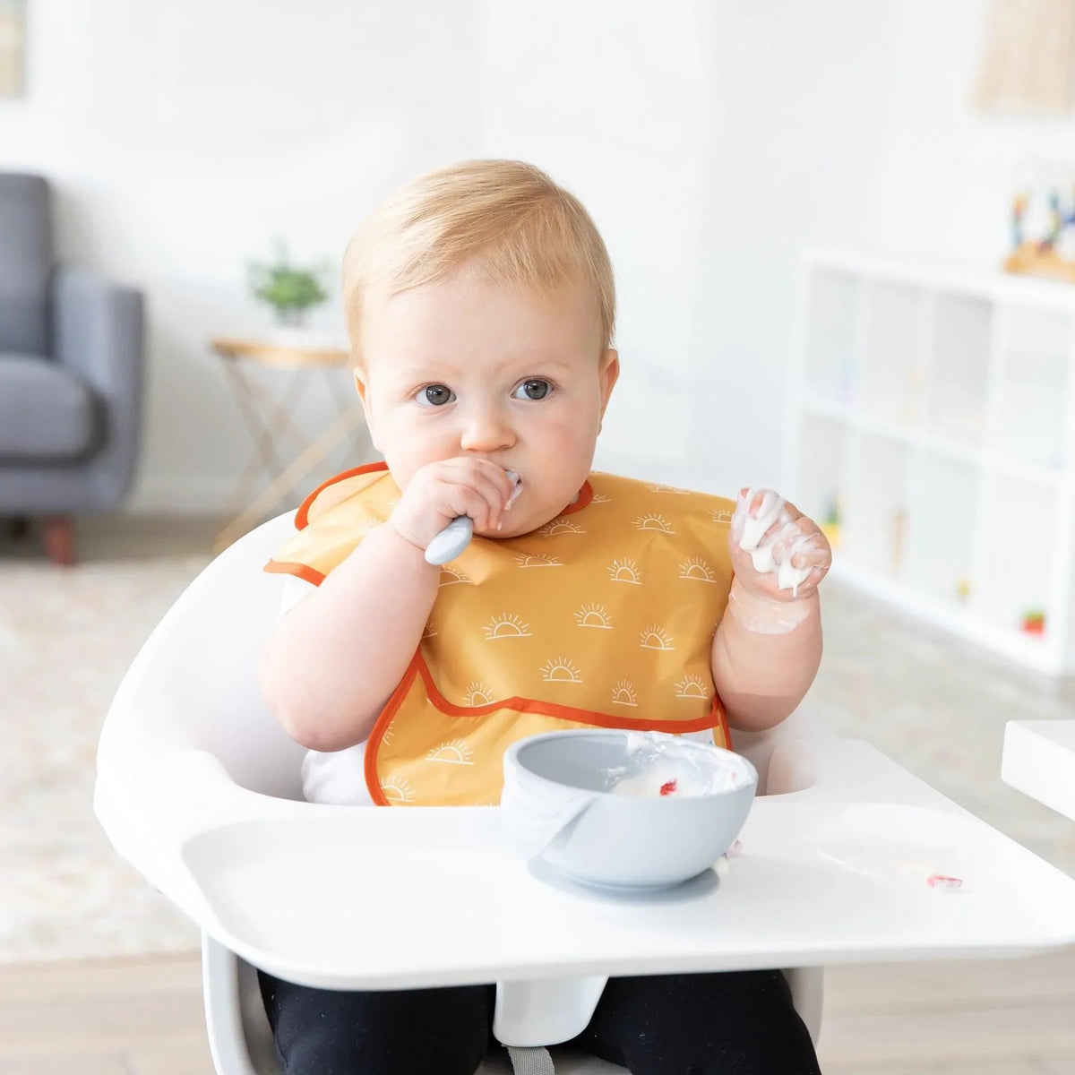 Bumkins Value | Silicone Suction First Feeding Set, Baby Bowl, Spoon and Lid Baby