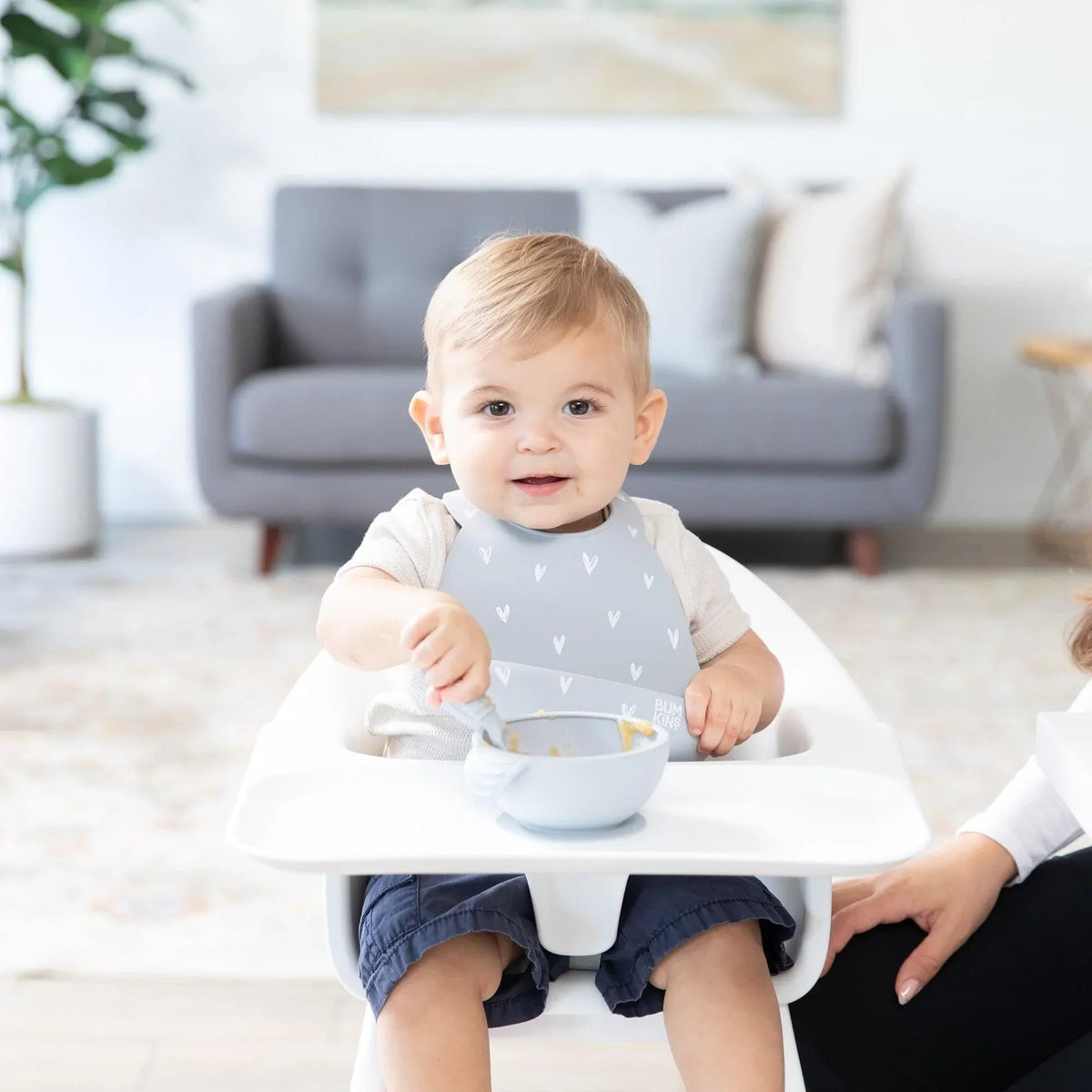 Bumkins Value | Silicone Suction First Feeding Set, Baby Bowl, Spoon and Lid Baby