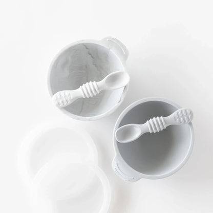 Bumkins Value | Silicone Suction First Feeding Set, Baby Bowl, Spoon and Lid Baby