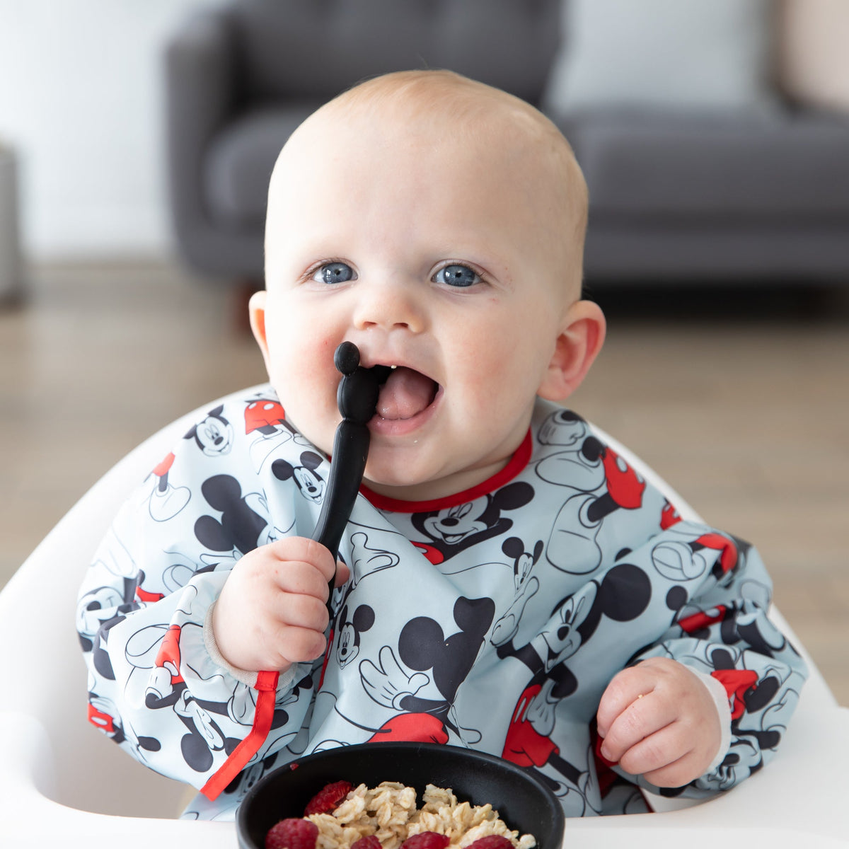 Bumkins Trending | Classic Black Disney Silicone First Feeding Set For Baby