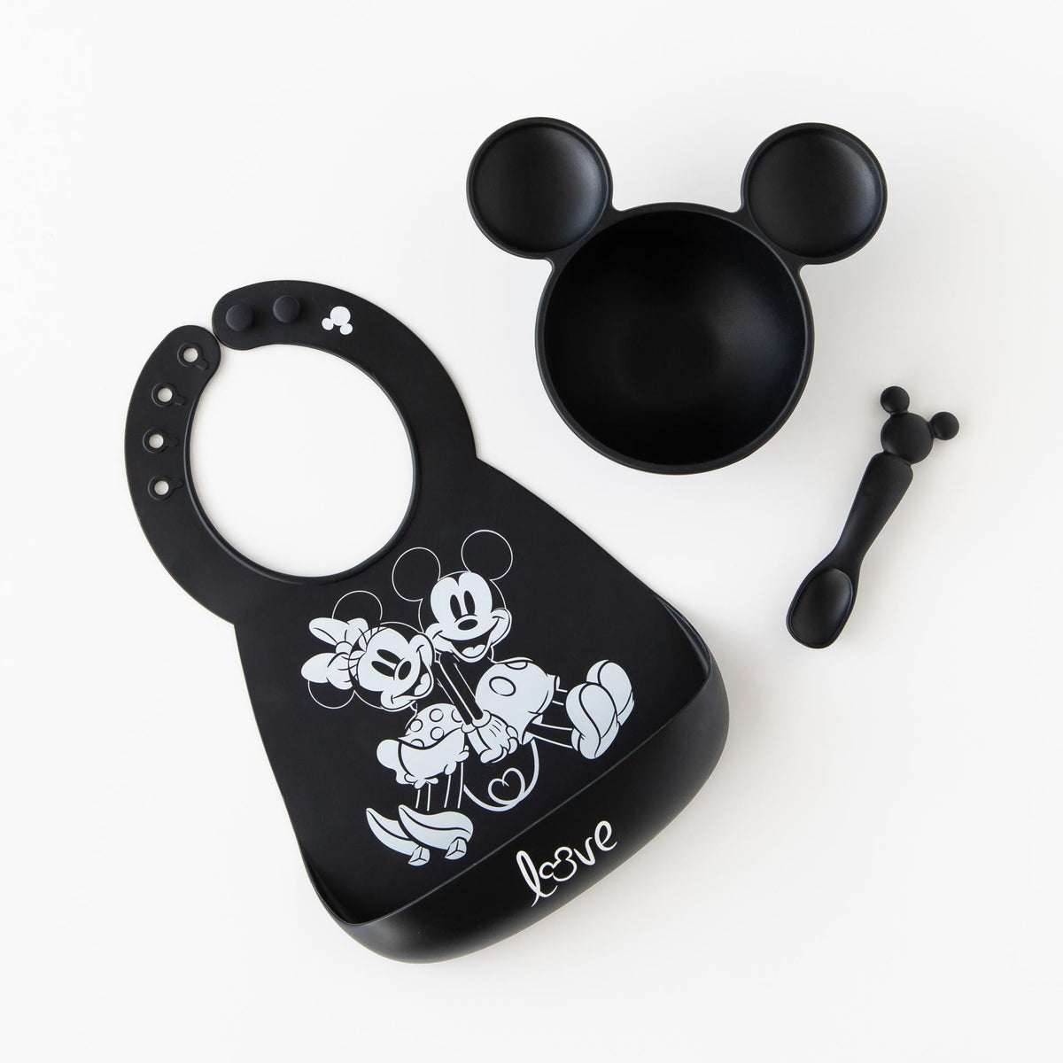 Bumkins Trending | Classic Black Disney Silicone First Feeding Set For Baby