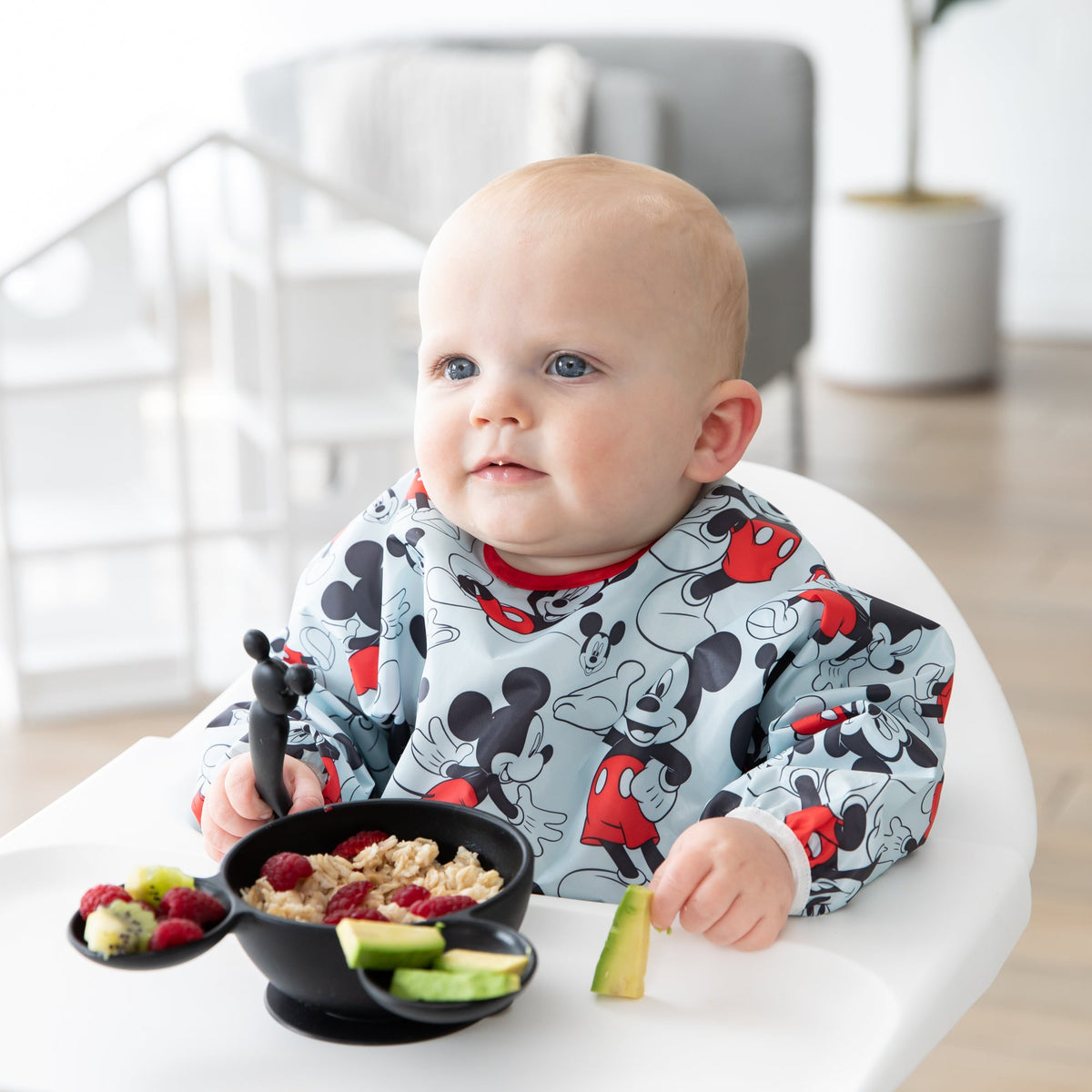 Bumkins Trending | Classic Black Disney Silicone First Feeding Set For Baby