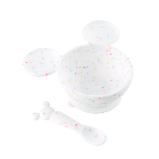 Bumkins Great Value | Mickey Mouse Vanilla Sprinkle Silicone Baby Bowl & Spoon Set