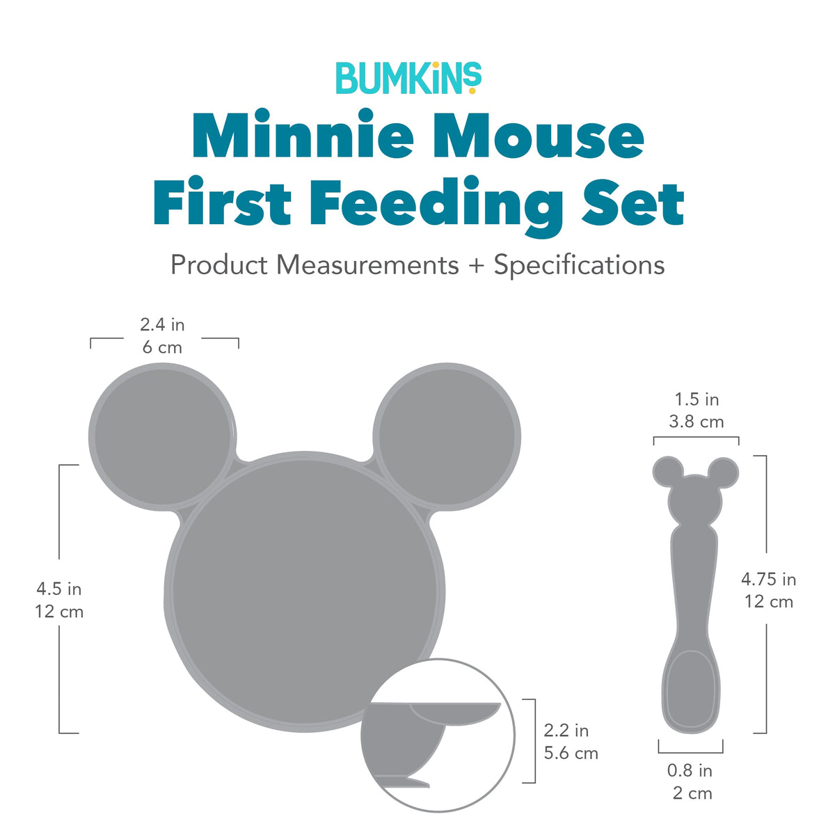 Bumkins Popular | Minnie Mouse Light Pink Silicone Baby Bowl & Spoon Set