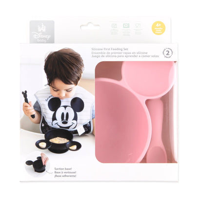 Bumkins Popular | Minnie Mouse Light Pink Silicone Baby Bowl & Spoon Set