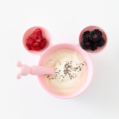 Bumkins Popular | Minnie Mouse Light Pink Silicone Baby Bowl & Spoon Set