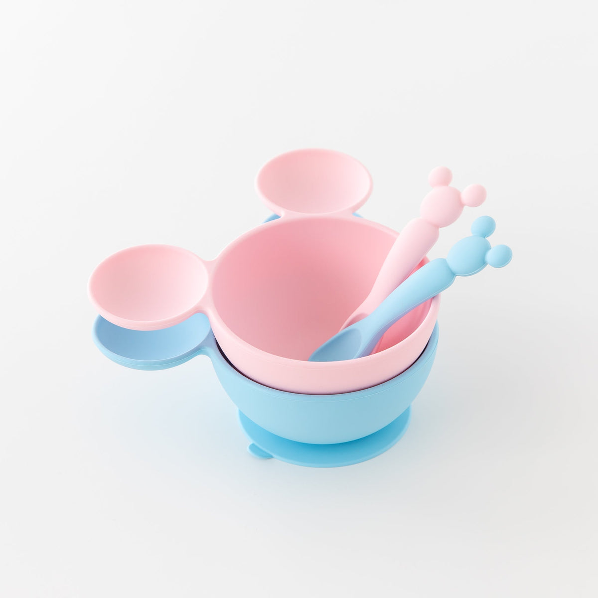 Bumkins Popular | Minnie Mouse Light Pink Silicone Baby Bowl & Spoon Set