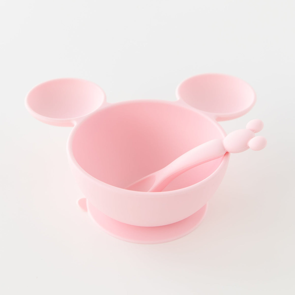 Bumkins Popular | Minnie Mouse Light Pink Silicone Baby Bowl & Spoon Set