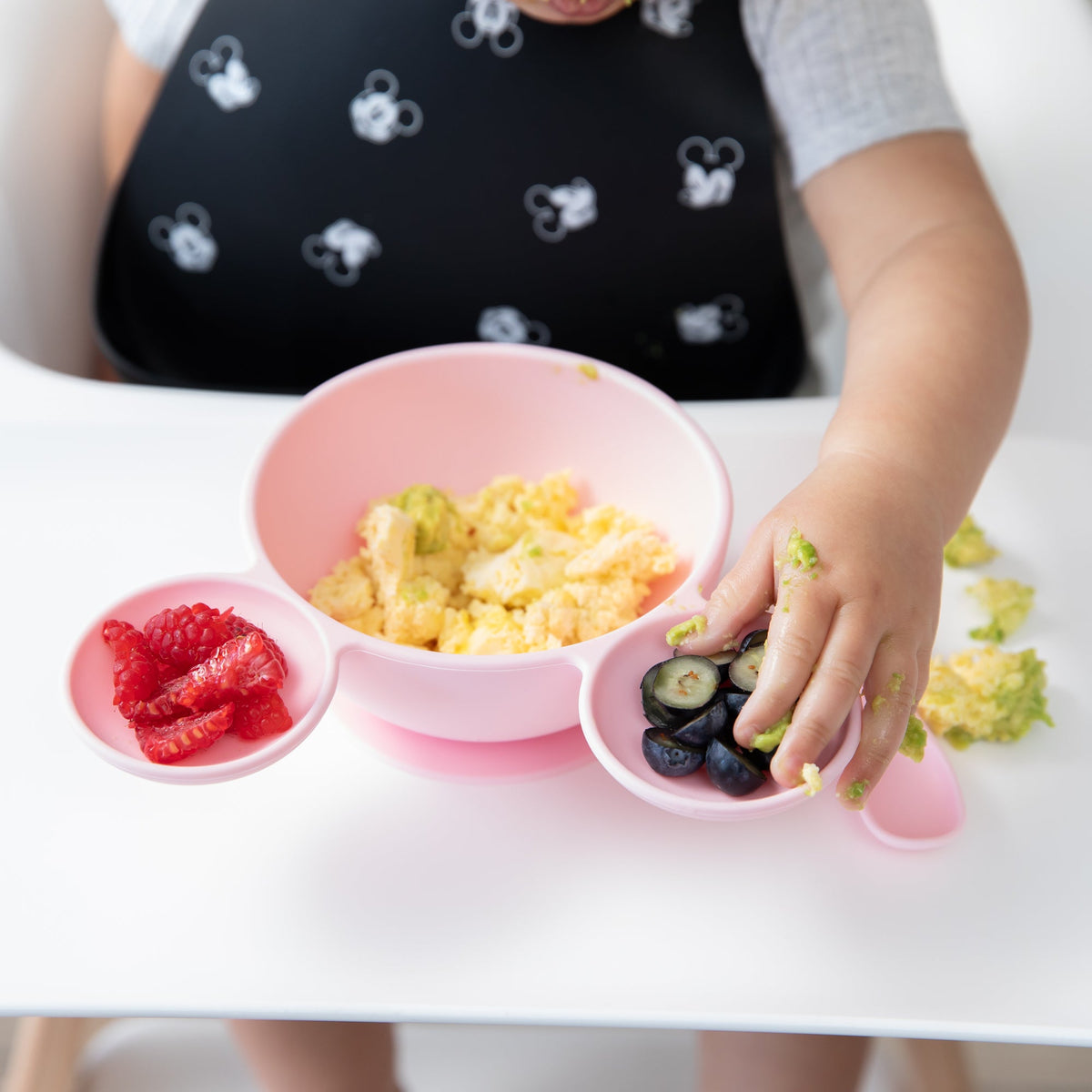 Bumkins Popular | Minnie Mouse Light Pink Silicone Baby Bowl & Spoon Set