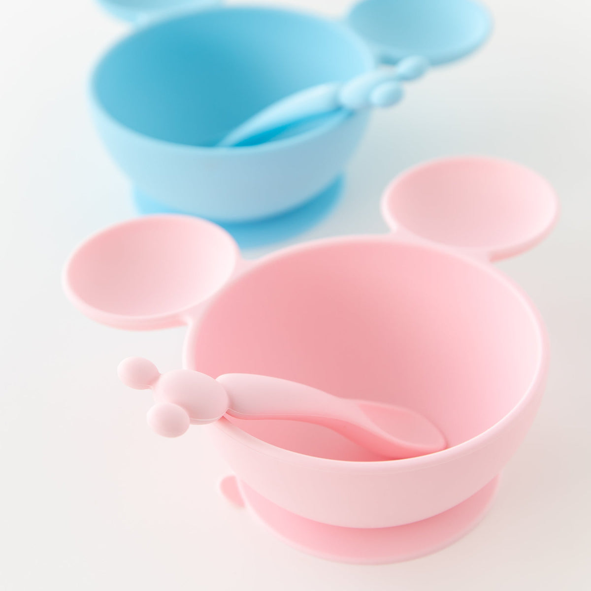Bumkins Popular | Minnie Mouse Light Pink Silicone Baby Bowl & Spoon Set