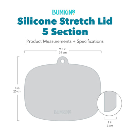 Bumkins Essential | Clear Silicone Stretch Lids for Divided Toddler Plates