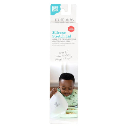 Bumkins Essential | Clear Silicone Stretch Lids for Divided Toddler Plates