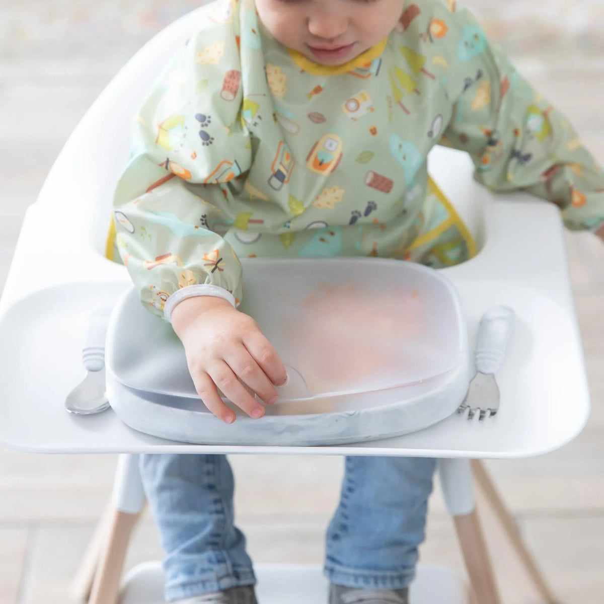 Bumkins Essential | Clear Silicone Stretch Lids for Divided Toddler Plates