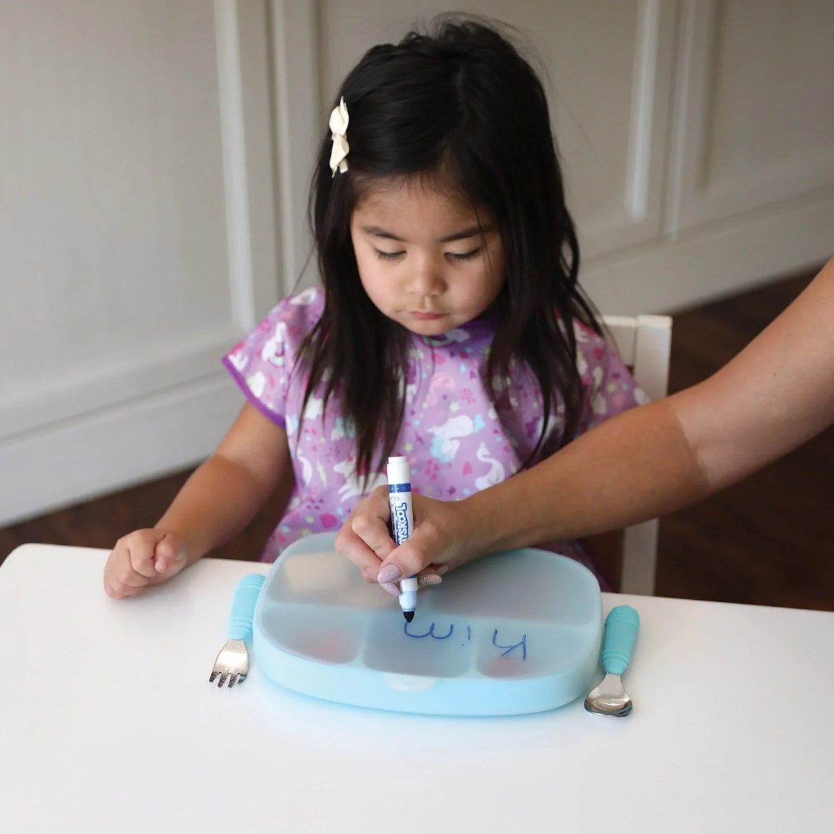 Bumkins Essential | Clear Silicone Stretch Lids for Divided Toddler Plates