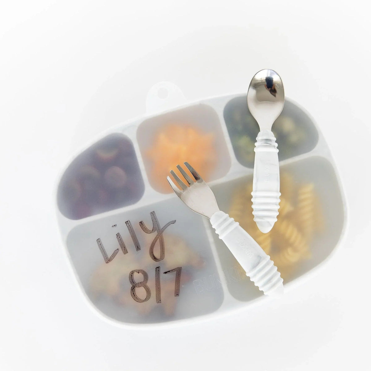 Bumkins Essential | Clear Silicone Stretch Lids for Divided Toddler Plates