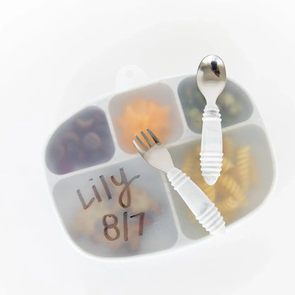 Bumkins Essential | Clear Silicone Stretch Lids for Divided Toddler Plates