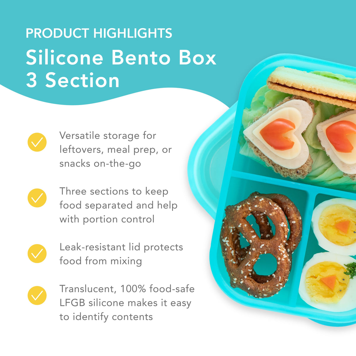 Bumkins Deals | Silicone Divided Bento Box for Food Storage, Blue Jelly