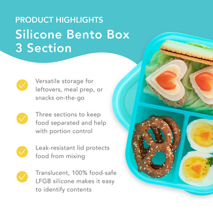 Bumkins Deals | Silicone Divided Bento Box for Food Storage, Blue Jelly