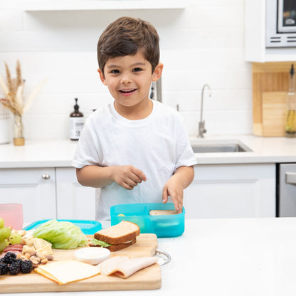 Bumkins Deals | Silicone Divided Bento Box for Food Storage, Blue Jelly