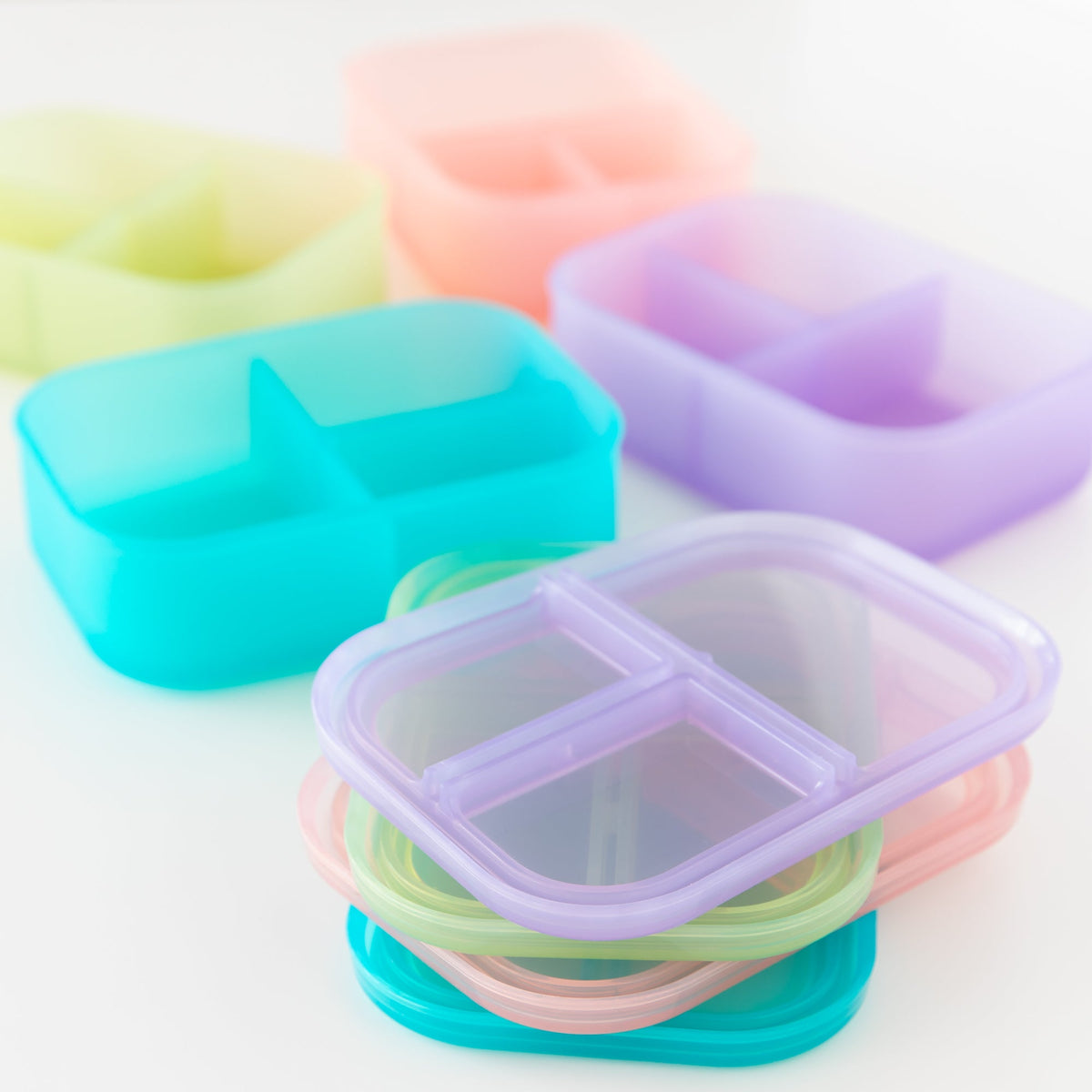Bumkins Signature | Purple Jelly Silicone Bento Box for Food Storage Baby