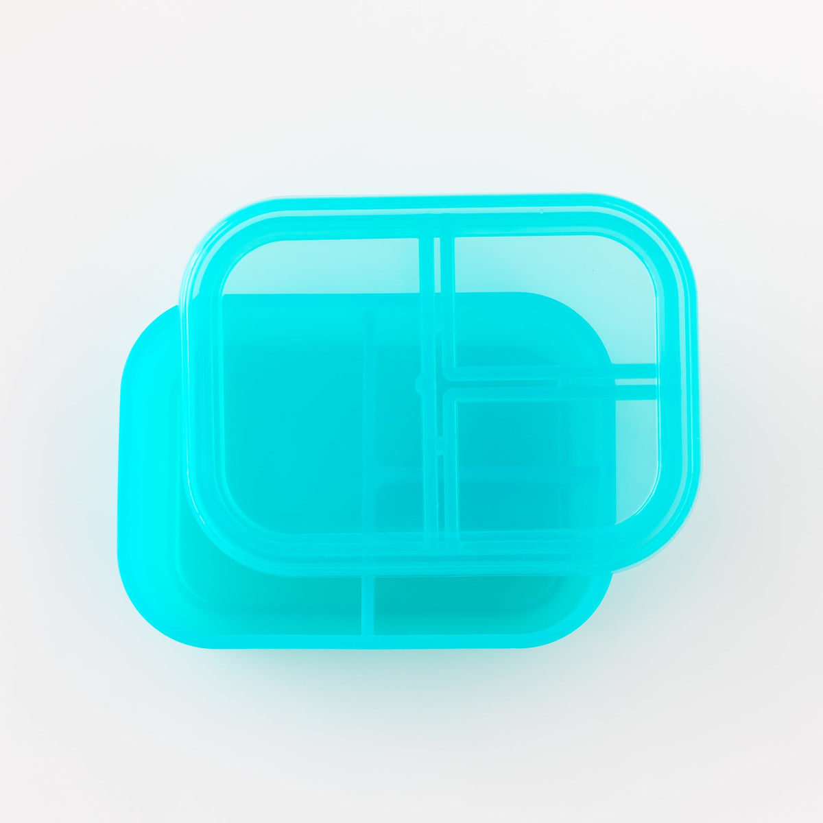 Bumkins Recommended | Silicone Bento Box 3 Section 2 Pack: Aqua Jelly
