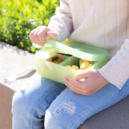 Bumkins Recommended | Silicone Bento Box 3 Section 2 Pack: Aqua Jelly