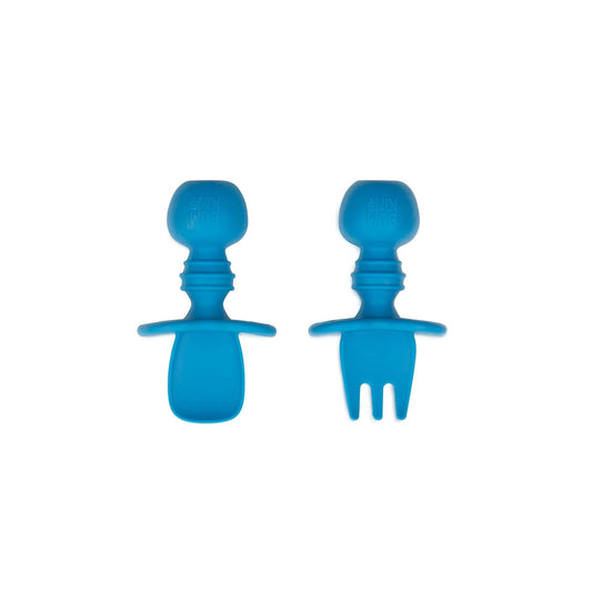Bumkins Special Offer | Chewtensils Silicone Baby Spoon and Fork Set – Dark Blue Baby