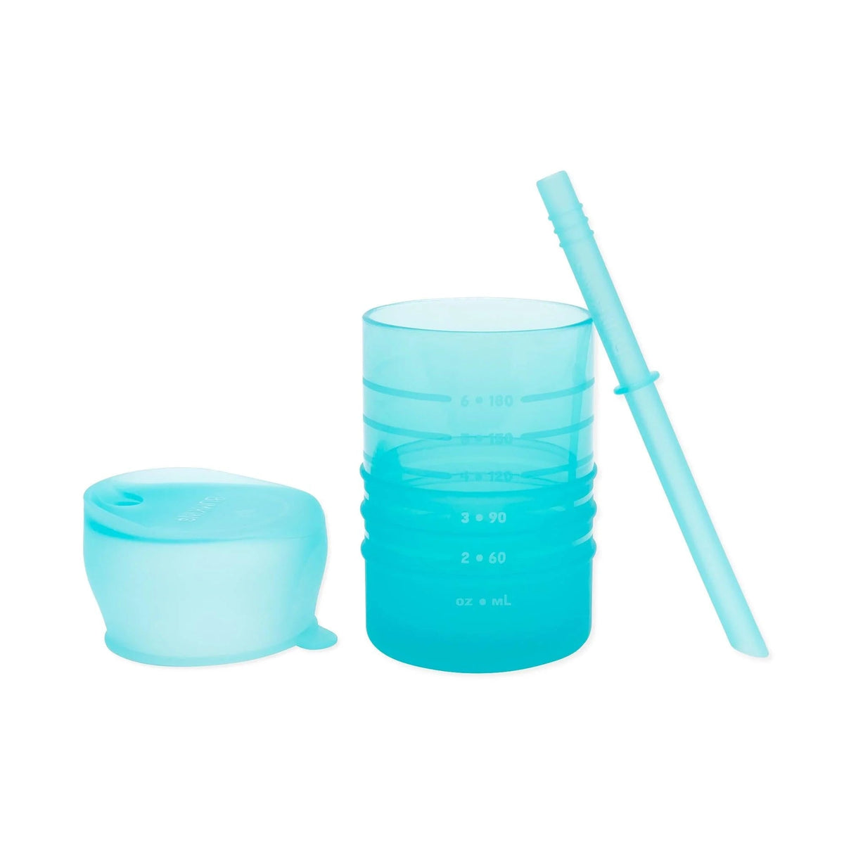 Bumkins New | Silicone Toddler Cups with Sraws & Leak-Resistant Lid, Blue