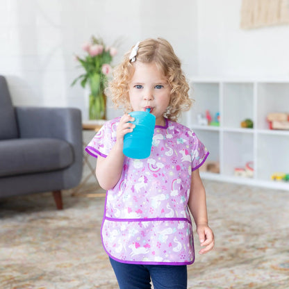 Bumkins New | Silicone Toddler Cups with Sraws & Leak-Resistant Lid, Blue