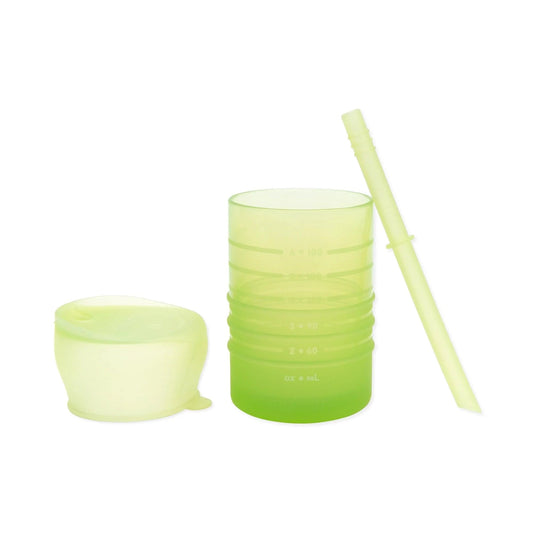 Bumkins Recommended | 3-in-1 Silicone Toddler Sippy Cup w/ Straw & Lid in Sage
