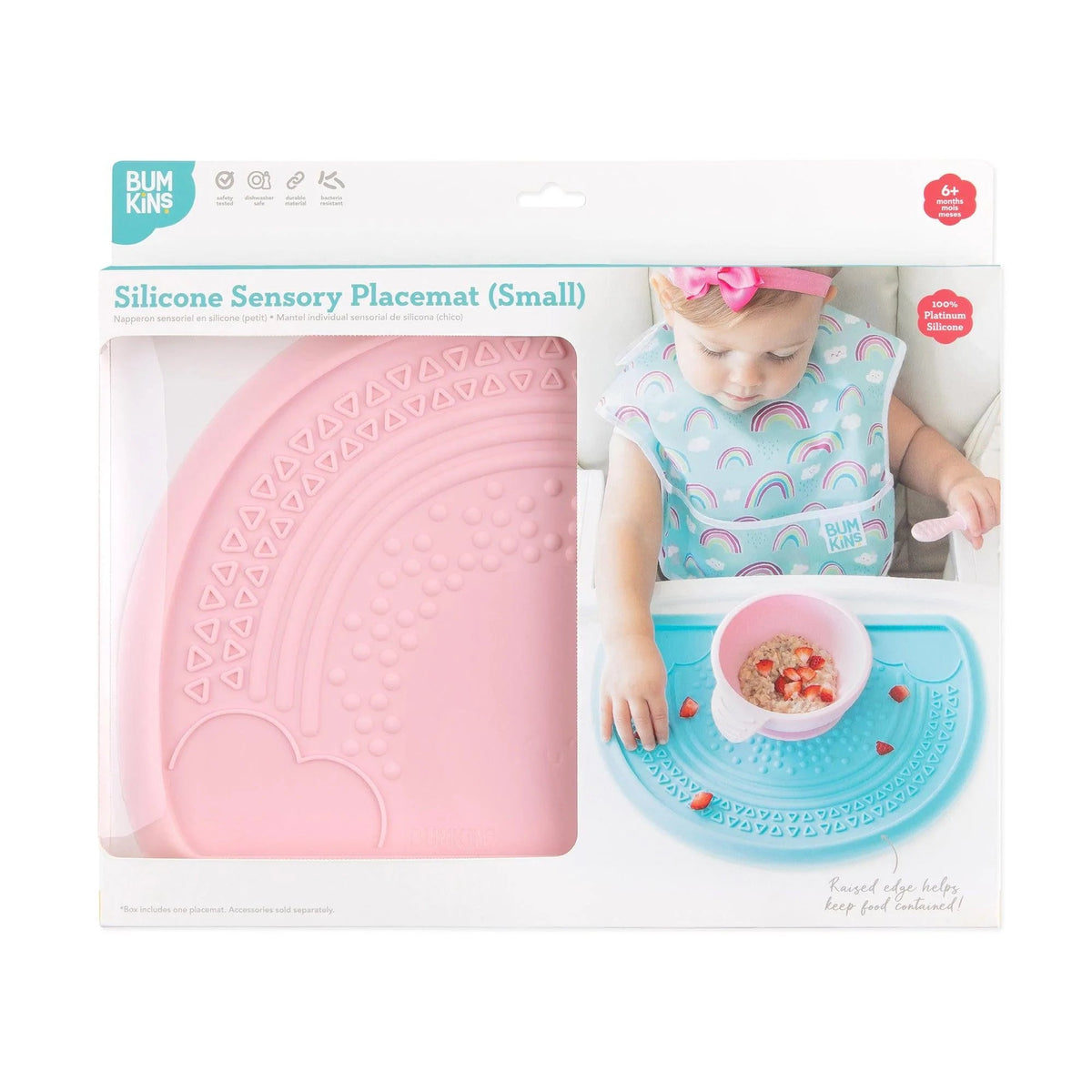 Bumkins Great Value | Food-Grade Silicone Sensory Placemat For Babies in Pink