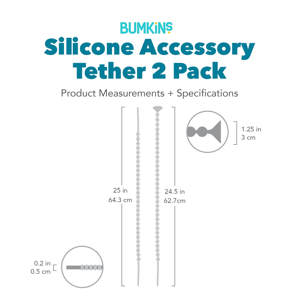 Bumkins Best Seller | Silicone Tether Set | Utensil + Toy Catcher for High Chairs