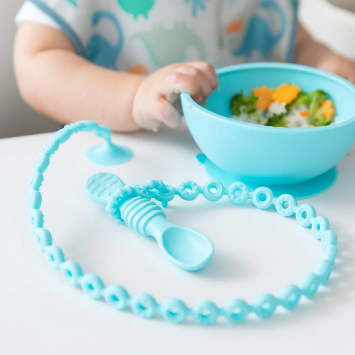 Bumkins Best Seller | Silicone Tether Set | Utensil + Toy Catcher for High Chairs